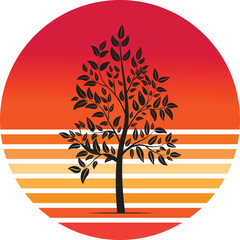 Silhouette Tree on a Sunset Background