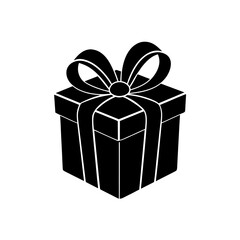 Present box with ribbon on transparent background silhouette