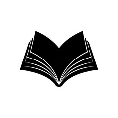 Open book silhouette icon on transparent background