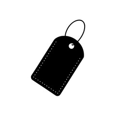 Isolated black price tag on transparent background silhouette