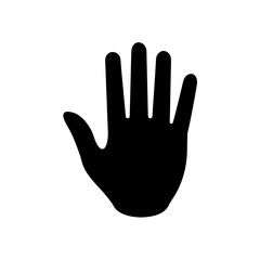 Silhouette of open hand on transparent background