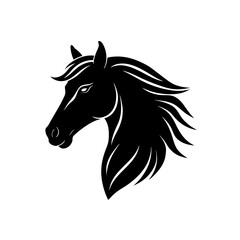 Silhouette horse profile on transparent background