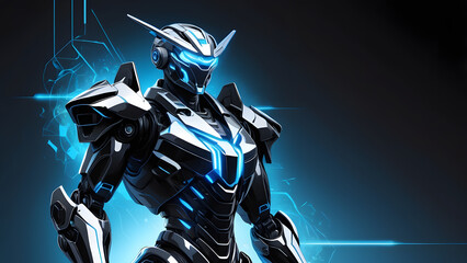 High-Tech Battle Machine Epic Digital Illustration of a Powerful Mecha Against a Dark Sci-Fi Background