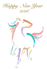 筆タッチの馬の年賀状
