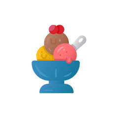 Ice Cream in Blue Bowl with Transparent Background Colorful Flavors