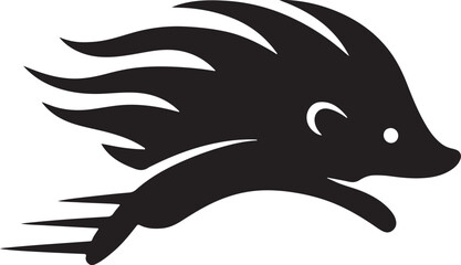 Hedgehog black silhouette vector logo