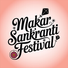 Obraz premium Makar Sankranti Festival Calligraphy with Kites Design .
