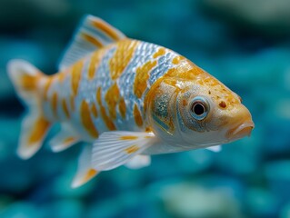 A close up of a goldfish swimming in an aquarium