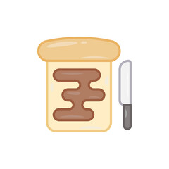 Icon of Chocolate Spread on Bread Slice with Knife Illustration on Transparent Background Simple Flat Vector Design for Food and Dessert Concept