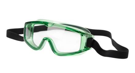 Safety goggles isolated on transparent background, protective eyewear designed to shield the eyes from hazards like debris and chemicals