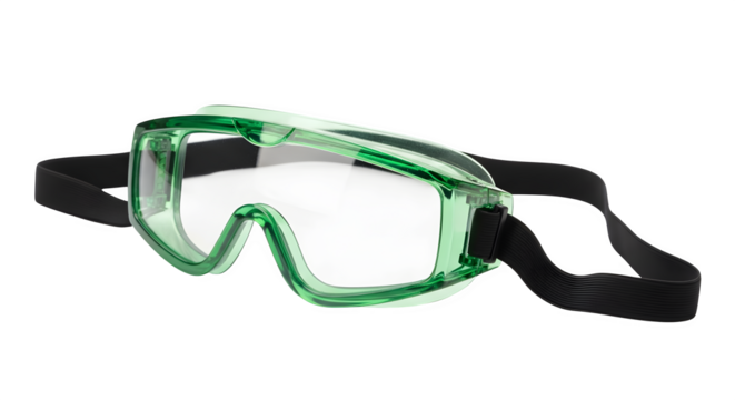 Safety goggles isolated on transparent background, protective eyewear designed to shield the eyes from hazards like debris and chemicals