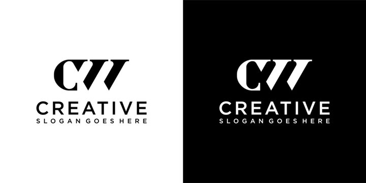 CW or WC letter logo design vector