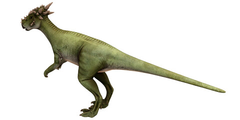 Fototapeta premium Realistic depiction of a green prehistoric dinosaur.