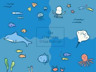 海　生き物　イラスト　カラー