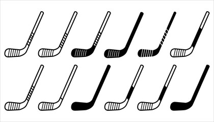 Hockey Stick Vector Set Ice Hockey Equipment Illustration, Ice Hockey Sticks Clipart  Vector Hockey Gear for Winter Sports Design, Vector Hockey Stick Icons Ice Hockey Equipment Graphic for Sports.