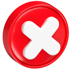 Obraz premium 3D red cancel button cross symbol illustration