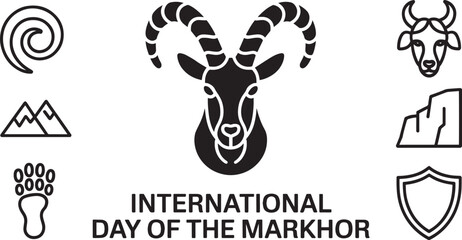 International Day of Markhor with animal and habitat icons