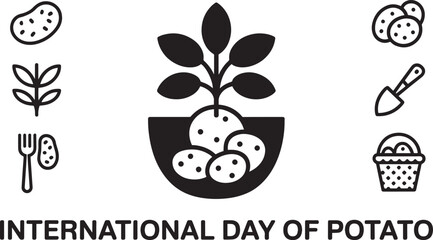 International Day of Potato with root vegetable icons