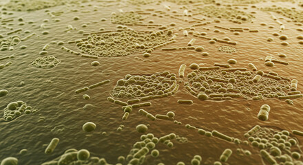 Surface Biofilm of Bacteria with Yellow Organic Texture