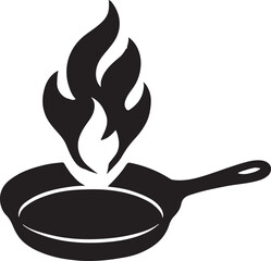 Let's Cook Together Logo Design: Bold Frying Pan with Flames Emblem for Cooking Classes, Culinary Blogs, and Community-Focused Restaurant Brands
