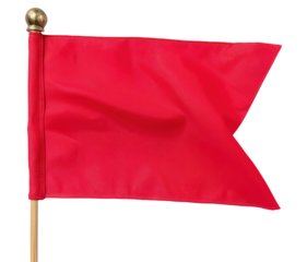 Red notched flag on pole