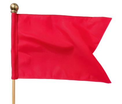Red notched flag on pole