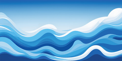 An abstract blue wave vector pattern creates a flowing, seamless texture for a summer ocean backdrop design