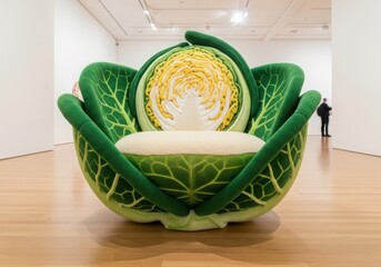 Creative cabbage armchair unique furniture design art piece displayed indoors