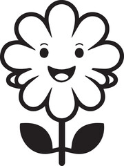 Cute smiling flower cartoon illustration with happy cheerful expression design