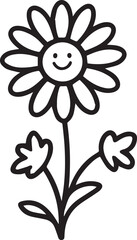 Cute smiling flower cartoon illustration with happy cheerful expression design