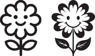 Cute smiling flower cartoon illustration with happy cheerful expression design