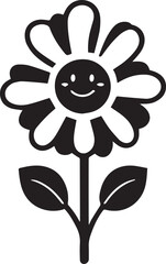 Cute smiling flower cartoon illustration with happy cheerful expression design