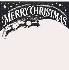 Monochrome and ornamental christmas card with deer