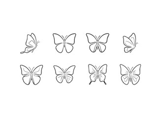 Fototapeta premium Set of handdrawn butterfly outlines