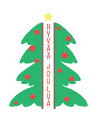 Finnish text: Merry Christmas. Perfect design for greeting cards, posters and social media. Finnish Lettering.
