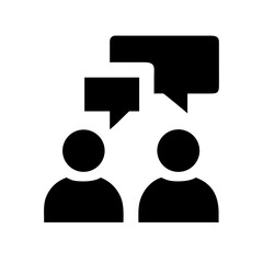 Vector art of two people talking with speech bubbles, representing communication, conversation, dialogue, and interpersonal interaction