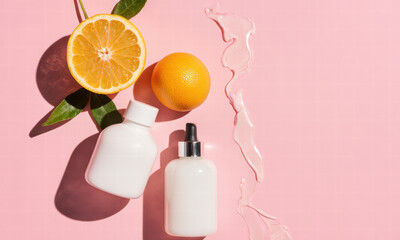 Citrus Inspired Skincare Products with Fresh Oranges and Creamy Texture