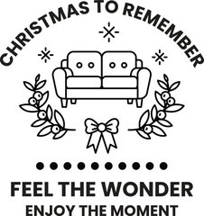 A couch is on a Christmas card that says 