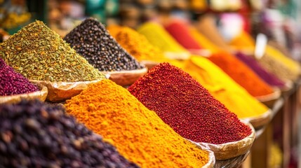 Colorful spice market display