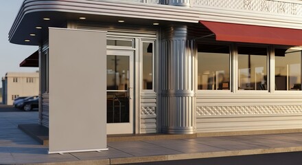 Architectural design of a new glass building entrance with an empty corridor, light streaming through the door, and a wood floor in the hallway