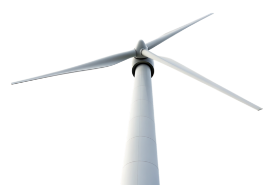 Wind turbine against a transparent background, generating clean and sustainable energy
