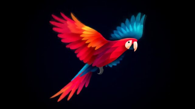 Colorful parrot in flight