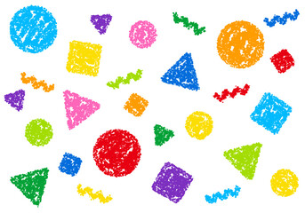 クレヨン素材　幾何学模様のポップな背景