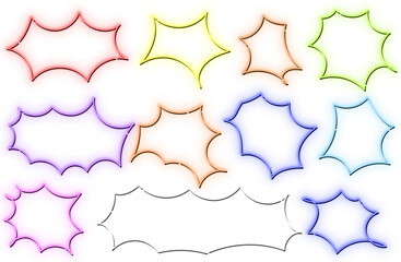 ネオンの手書きトゲトゲフレームセット　カラフル