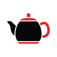 Black Red Flat Teapot Icon
