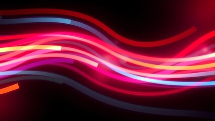 Abstract Blurred Neon Streaks on Black