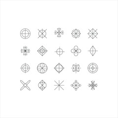 Collection of diverse icons isolated on white background
