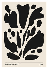 Minimalist poster with abstract art leaf composition in trendy contemporary collage style