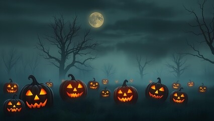 Fototapeta premium Mystical Halloween Pumpkin Glow Background