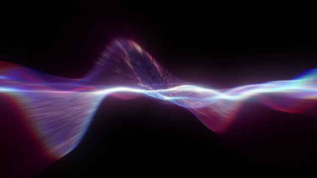Abstract glowing red and black curved light animation. Bokeh lights. Defocused particles. 4K. Seamless loop